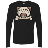 T-Shirts Black / S Cute Pug and Bone Men's Premium Long Sleeve