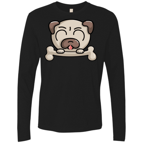 T-Shirts Black / S Cute Pug and Bone Men's Premium Long Sleeve