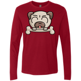 T-Shirts Cardinal / S Cute Pug and Bone Men's Premium Long Sleeve