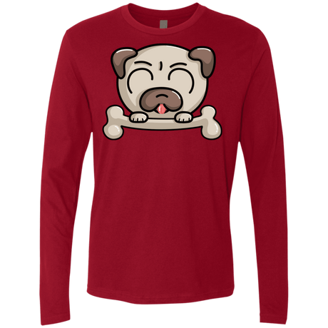 T-Shirts Cardinal / S Cute Pug and Bone Men's Premium Long Sleeve