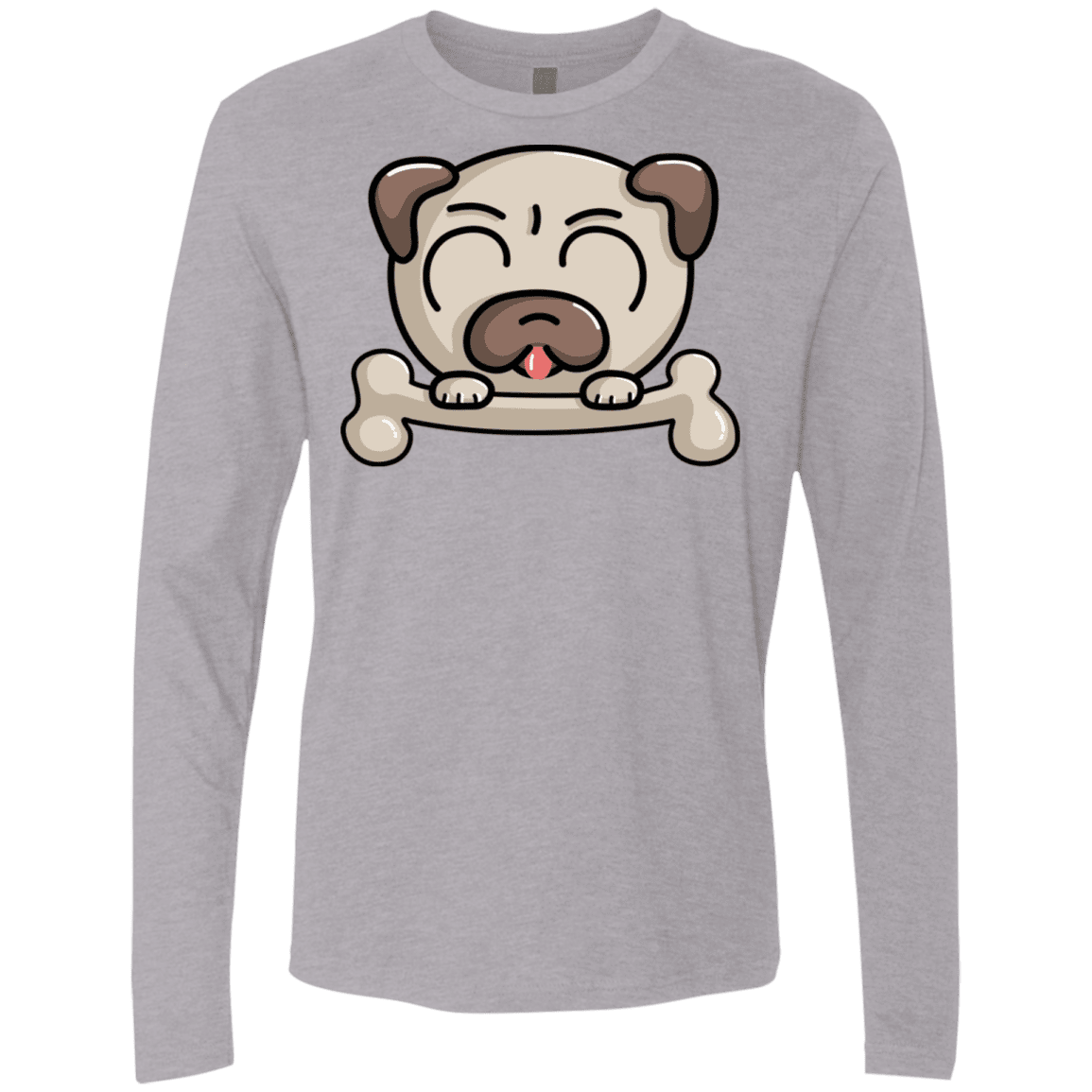 T-Shirts Heather Grey / S Cute Pug and Bone Men's Premium Long Sleeve