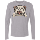 T-Shirts Heather Grey / S Cute Pug and Bone Men's Premium Long Sleeve