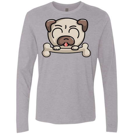 T-Shirts Heather Grey / S Cute Pug and Bone Men's Premium Long Sleeve