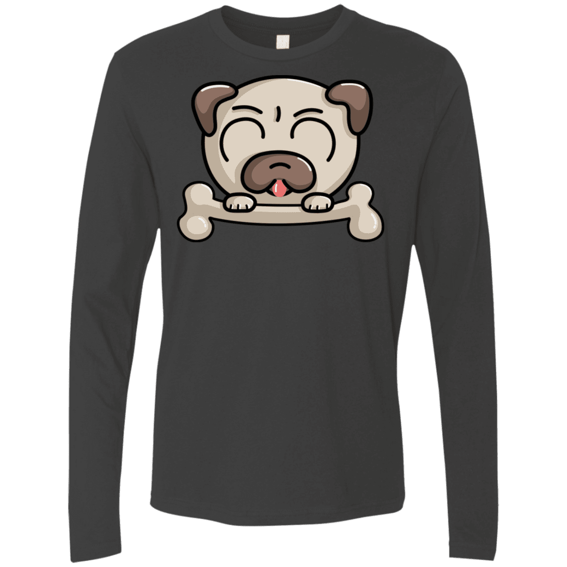 T-Shirts Heavy Metal / S Cute Pug and Bone Men's Premium Long Sleeve