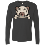 T-Shirts Heavy Metal / S Cute Pug and Bone Men's Premium Long Sleeve