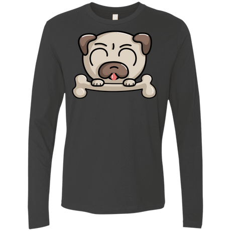 T-Shirts Heavy Metal / S Cute Pug and Bone Men's Premium Long Sleeve