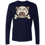 T-Shirts Midnight Navy / S Cute Pug and Bone Men's Premium Long Sleeve