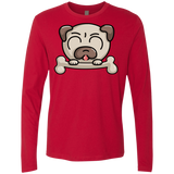 T-Shirts Red / S Cute Pug and Bone Men's Premium Long Sleeve