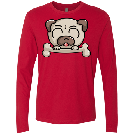 T-Shirts Red / S Cute Pug and Bone Men's Premium Long Sleeve