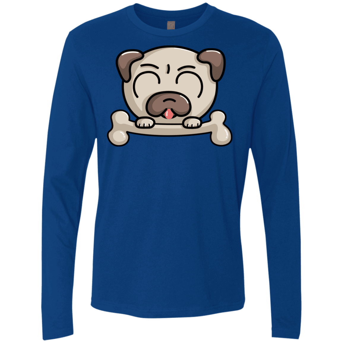 T-Shirts Royal / S Cute Pug and Bone Men's Premium Long Sleeve