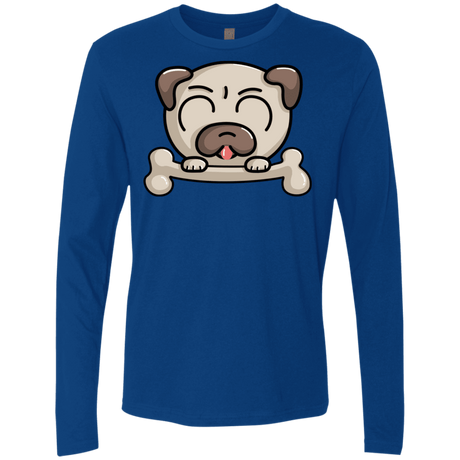 T-Shirts Royal / S Cute Pug and Bone Men's Premium Long Sleeve