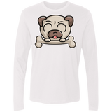 T-Shirts White / S Cute Pug and Bone Men's Premium Long Sleeve