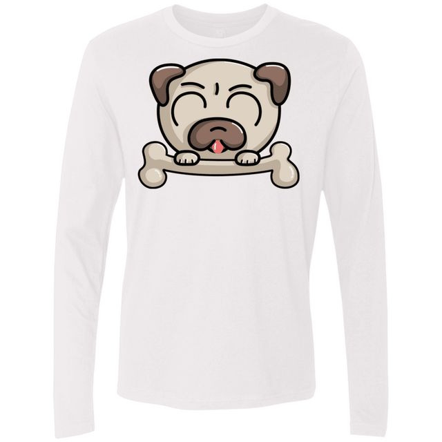 T-Shirts White / S Cute Pug and Bone Men's Premium Long Sleeve