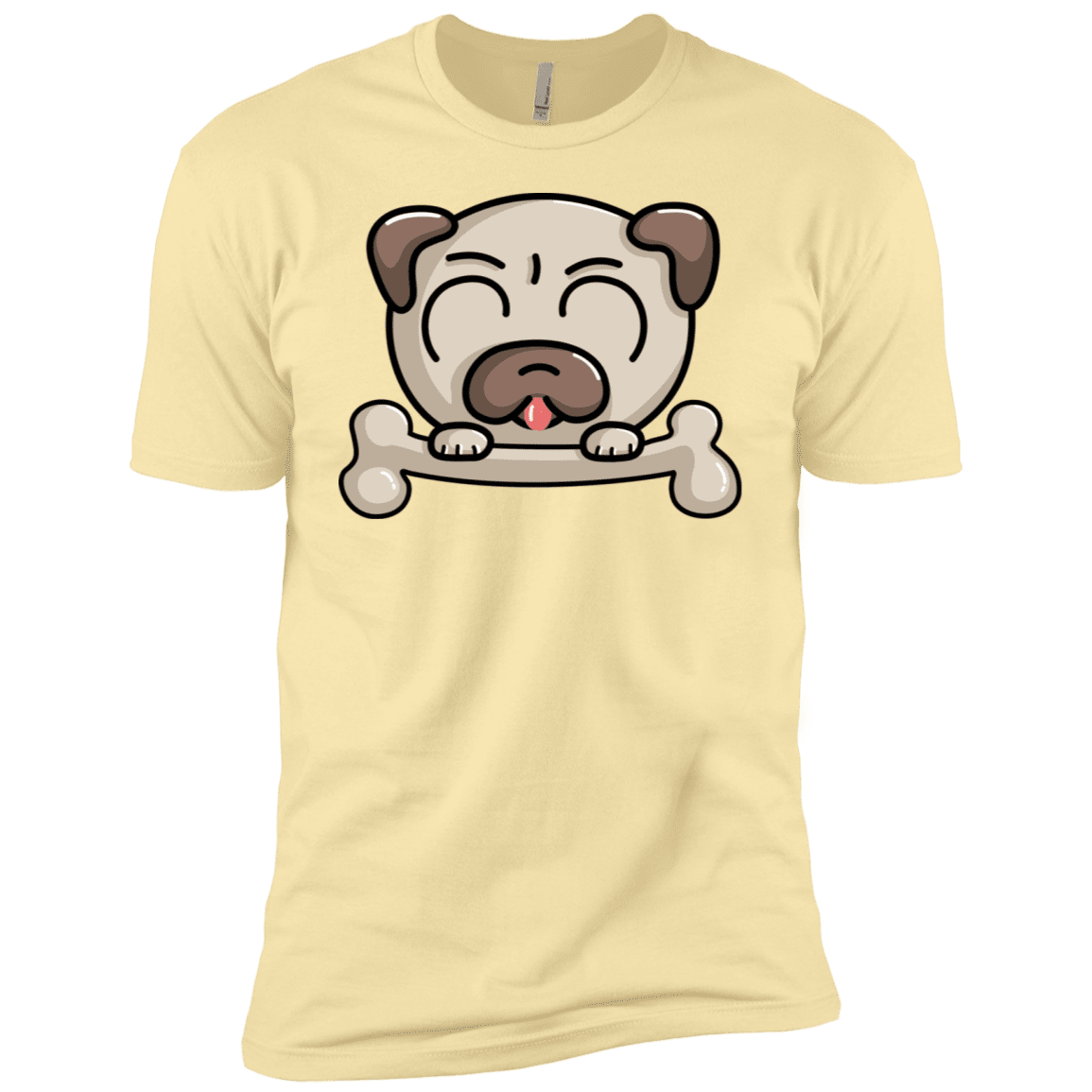 T-Shirts Banana Cream / X-Small Cute Pug and Bone Men's Premium T-Shirt