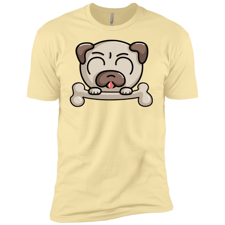 T-Shirts Banana Cream / X-Small Cute Pug and Bone Men's Premium T-Shirt