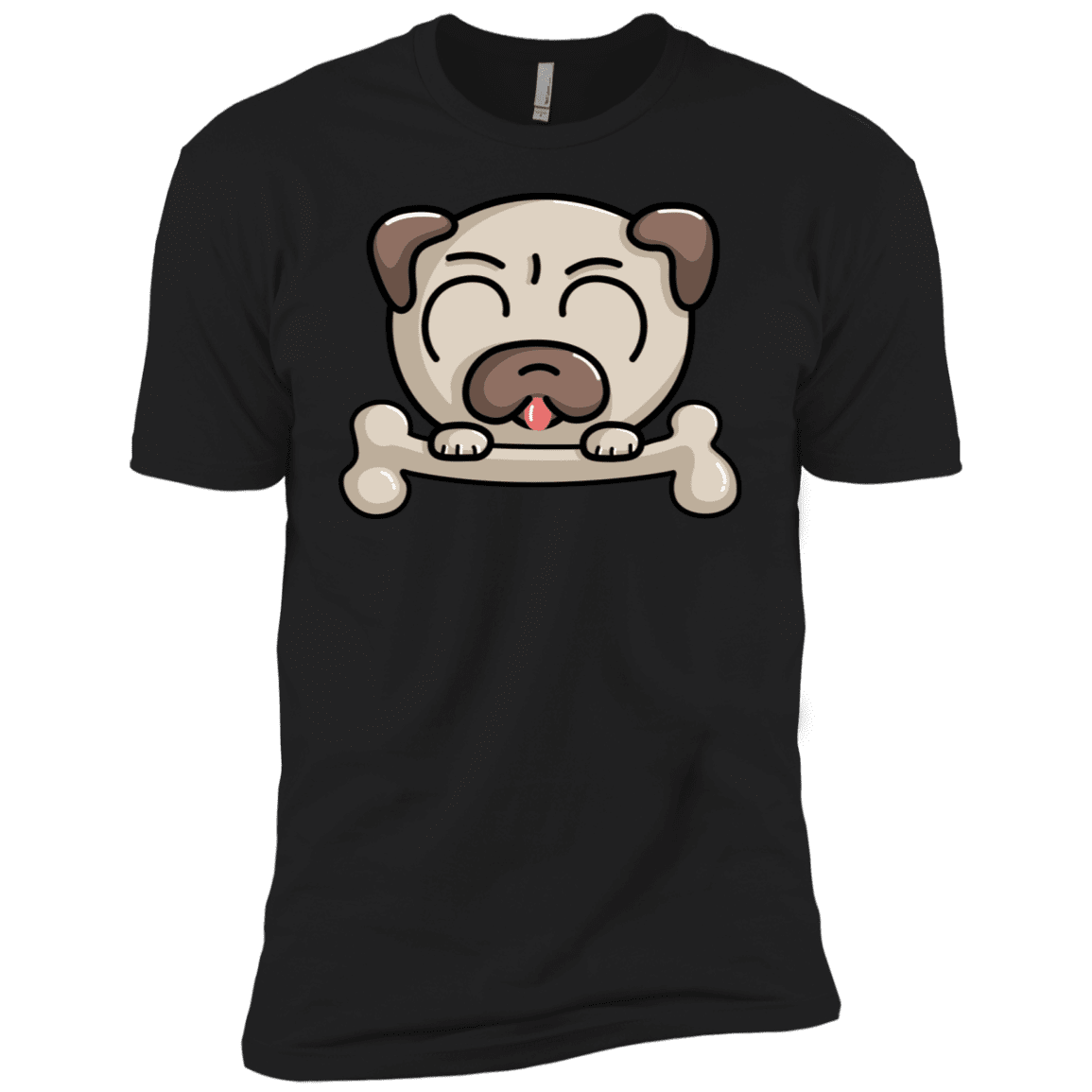 T-Shirts Black / X-Small Cute Pug and Bone Men's Premium T-Shirt