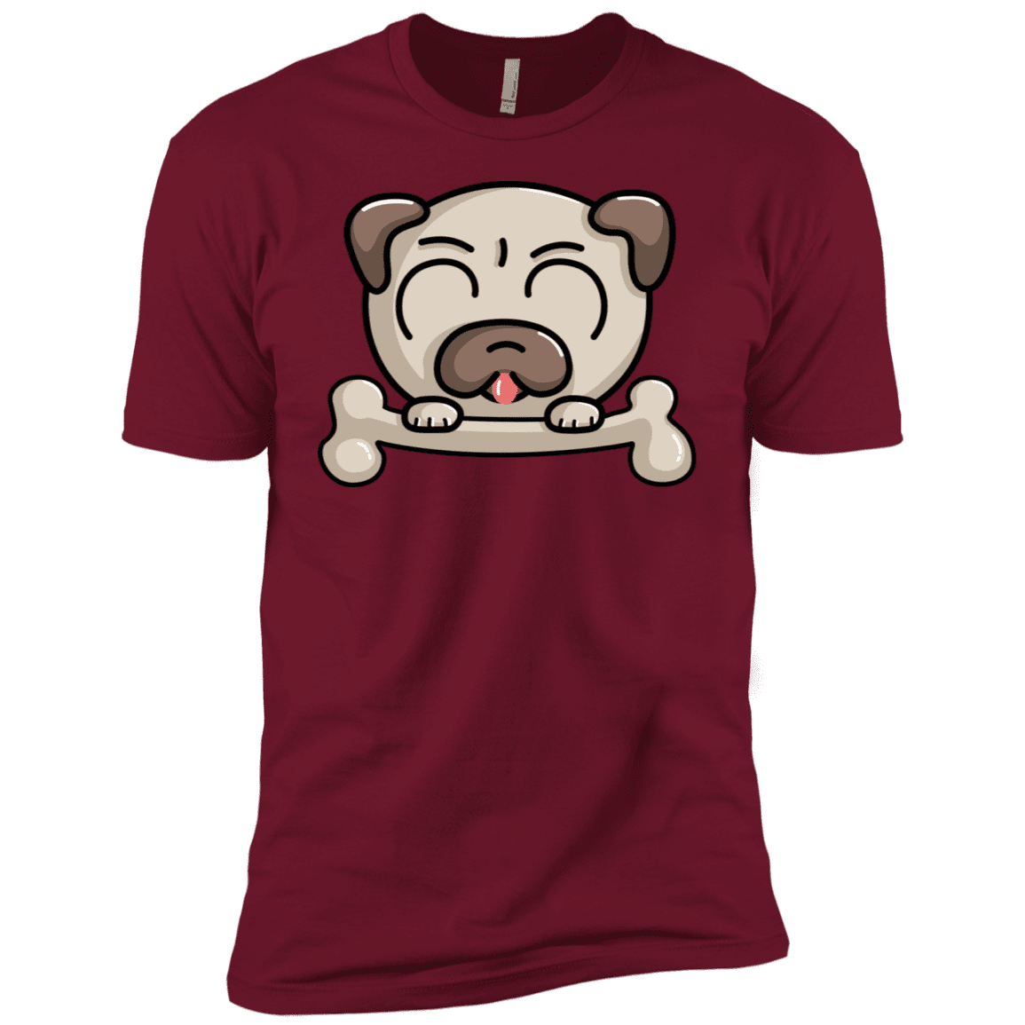 T-Shirts Cardinal / X-Small Cute Pug and Bone Men's Premium T-Shirt