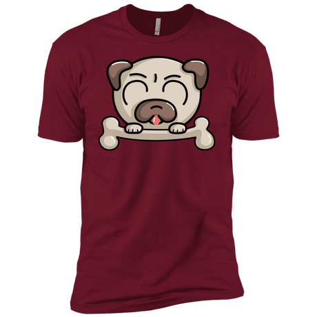 T-Shirts Cardinal / X-Small Cute Pug and Bone Men's Premium T-Shirt