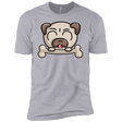 T-Shirts Heather Grey / X-Small Cute Pug and Bone Men's Premium T-Shirt