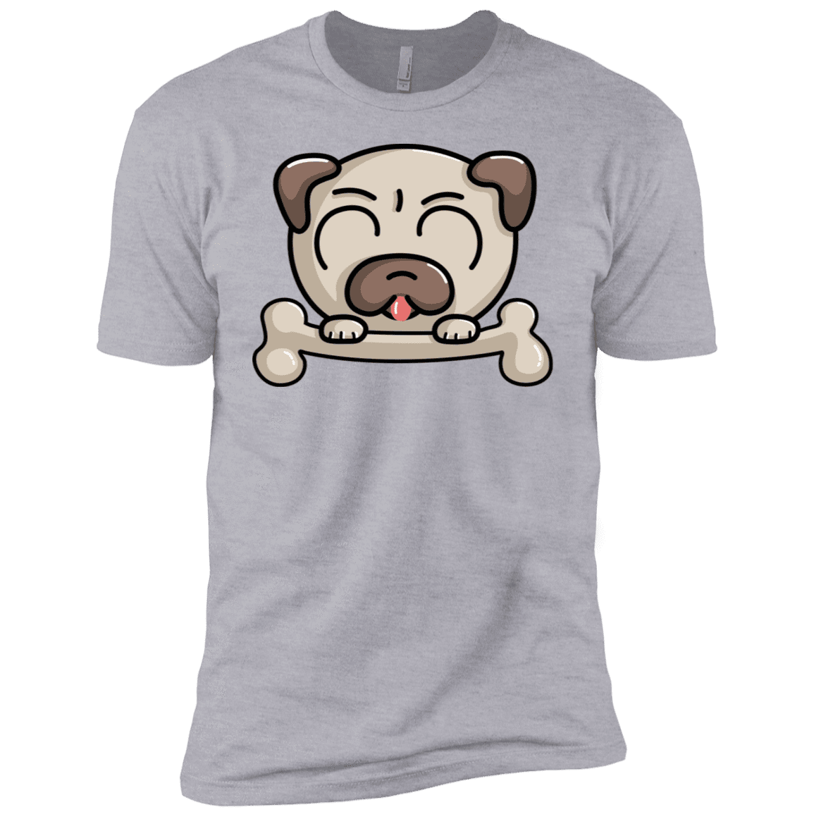 T-Shirts Heather Grey / X-Small Cute Pug and Bone Men's Premium T-Shirt