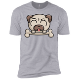 T-Shirts Heather Grey / X-Small Cute Pug and Bone Men's Premium T-Shirt