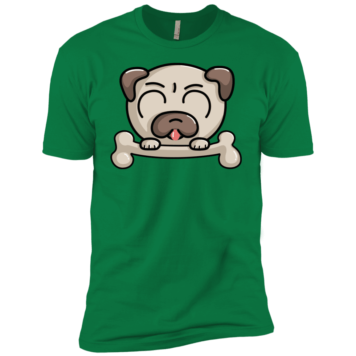 T-Shirts Kelly Green / X-Small Cute Pug and Bone Men's Premium T-Shirt