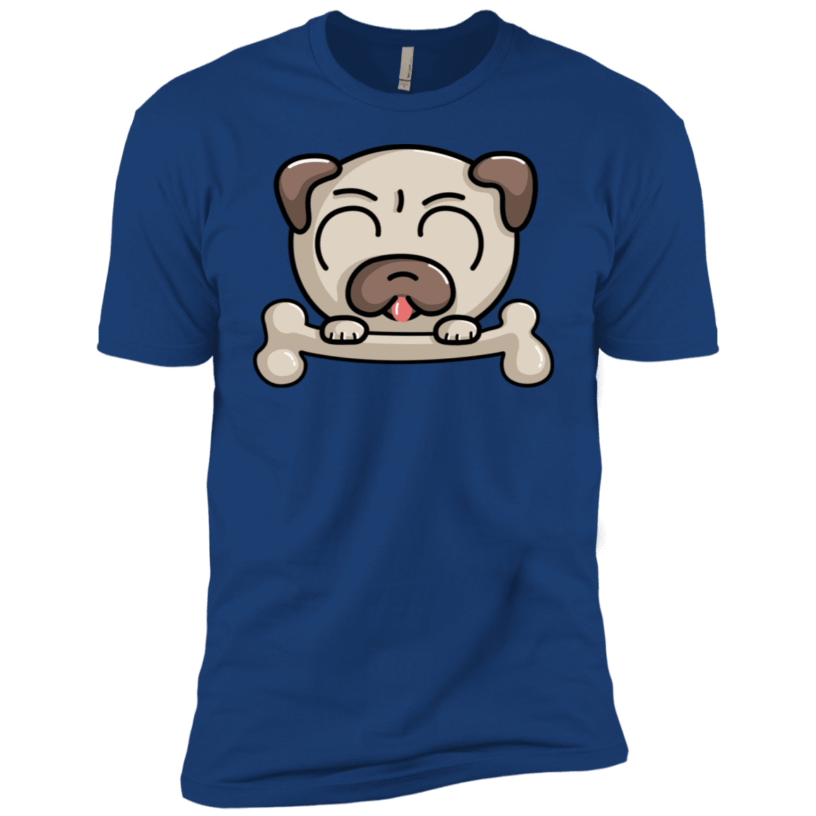 T-Shirts Royal / X-Small Cute Pug and Bone Men's Premium T-Shirt