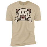 T-Shirts Sand / X-Small Cute Pug and Bone Men's Premium T-Shirt