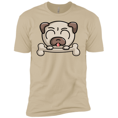 T-Shirts Sand / X-Small Cute Pug and Bone Men's Premium T-Shirt