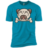 T-Shirts Turquoise / X-Small Cute Pug and Bone Men's Premium T-Shirt