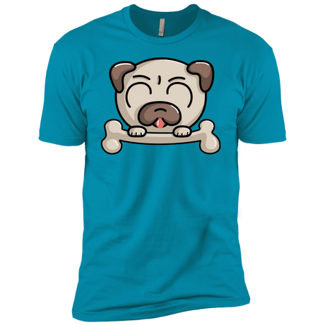 T-Shirts Turquoise / X-Small Cute Pug and Bone Men's Premium T-Shirt