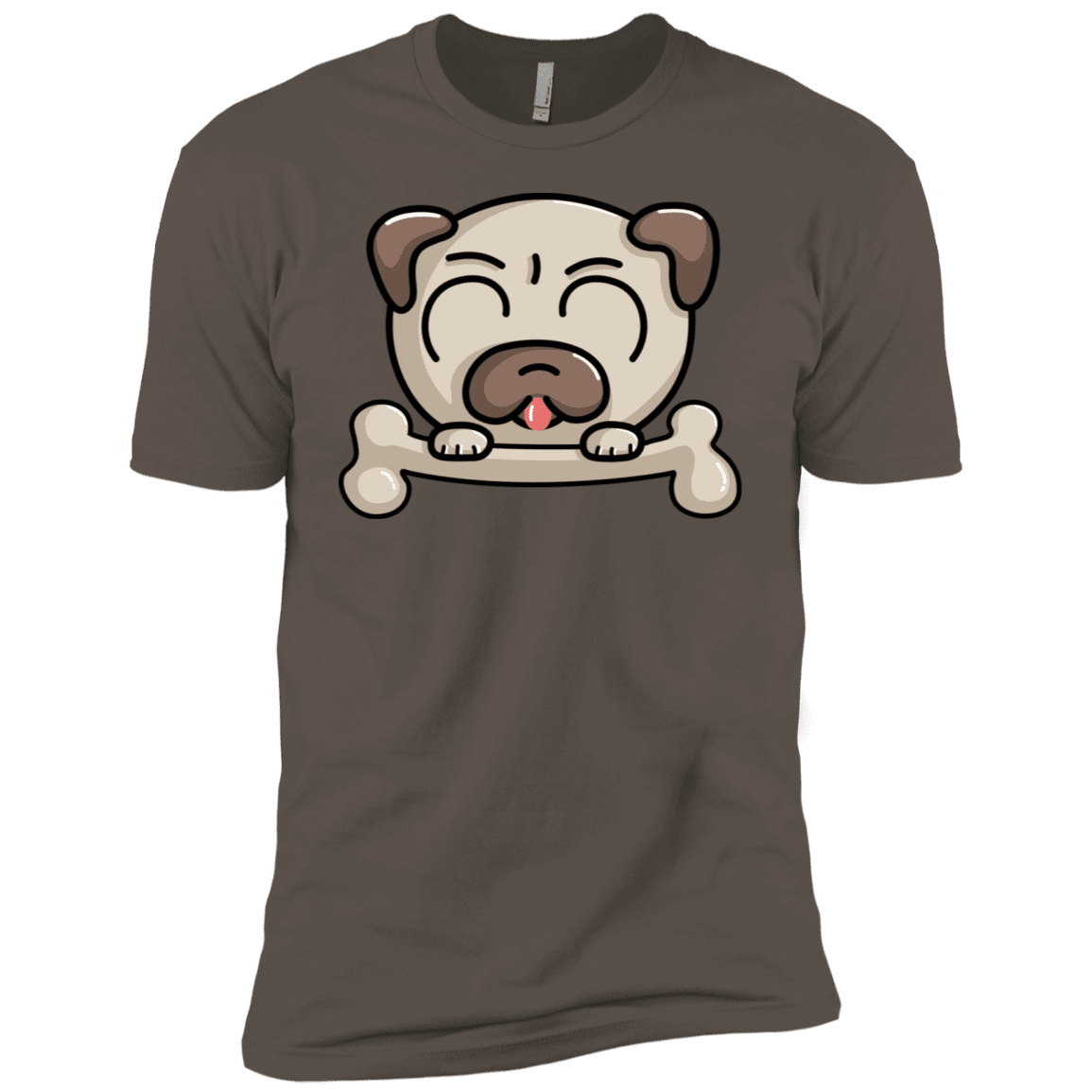 T-Shirts Warm Grey / X-Small Cute Pug and Bone Men's Premium T-Shirt