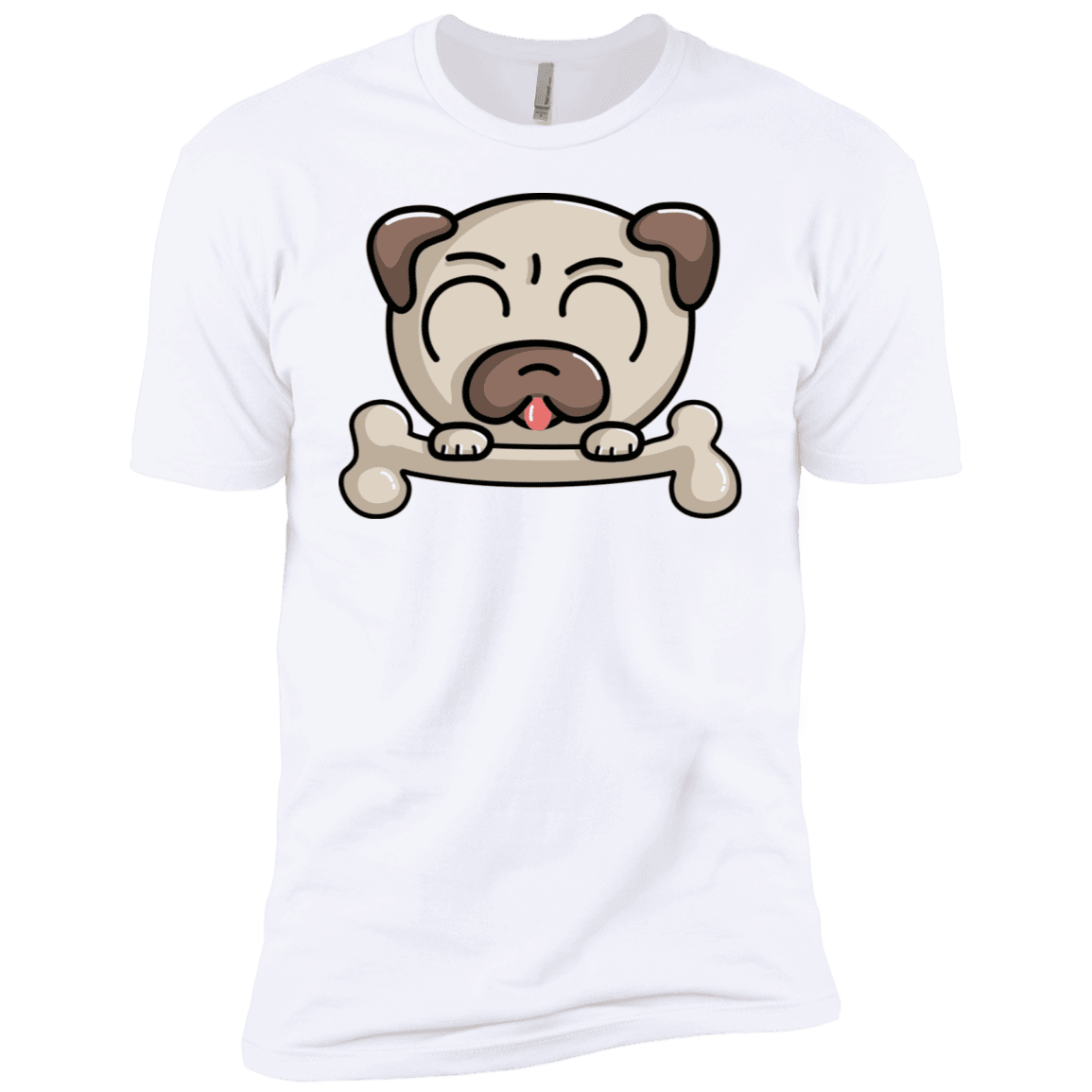 T-Shirts White / X-Small Cute Pug and Bone Men's Premium T-Shirt