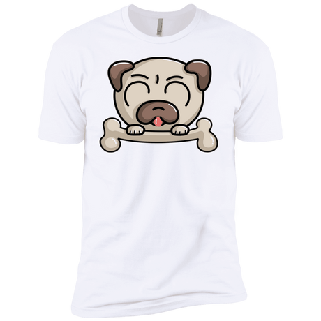 T-Shirts White / X-Small Cute Pug and Bone Men's Premium T-Shirt