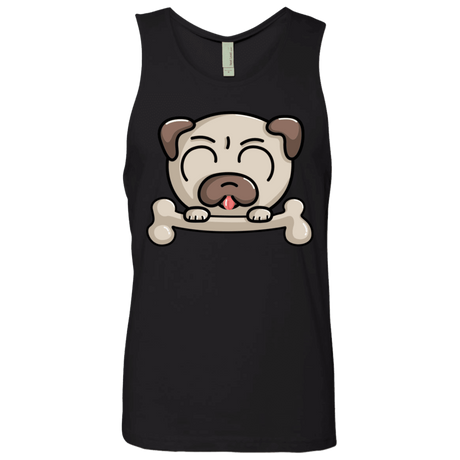 T-Shirts Black / S Cute Pug and Bone Men's Premium Tank Top