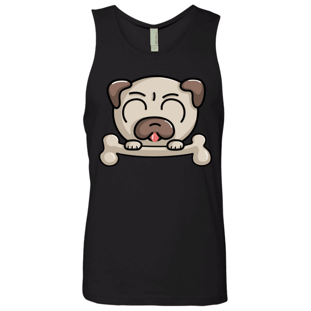 T-Shirts Black / S Cute Pug and Bone Men's Premium Tank Top