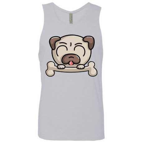 T-Shirts Heather Grey / S Cute Pug and Bone Men's Premium Tank Top