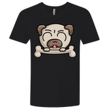 T-Shirts Black / X-Small Cute Pug and Bone Men's Premium V-Neck