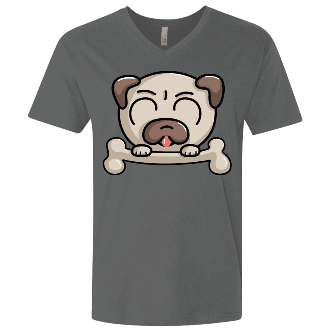 T-Shirts Heavy Metal / X-Small Cute Pug and Bone Men's Premium V-Neck