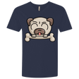 T-Shirts Midnight Navy / X-Small Cute Pug and Bone Men's Premium V-Neck