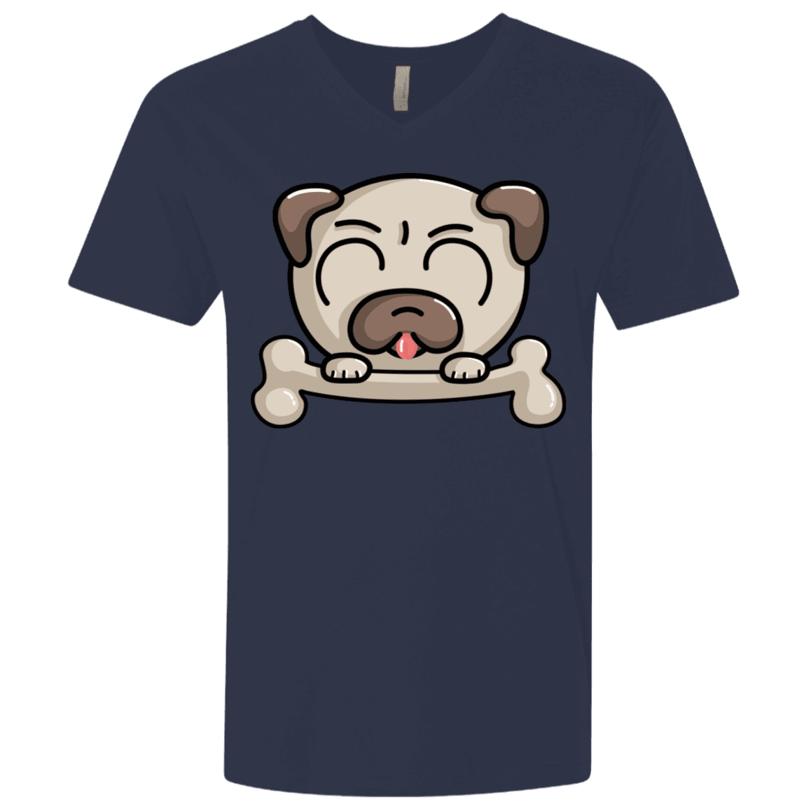 T-Shirts Midnight Navy / X-Small Cute Pug and Bone Men's Premium V-Neck