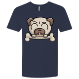 T-Shirts Midnight Navy / X-Small Cute Pug and Bone Men's Premium V-Neck