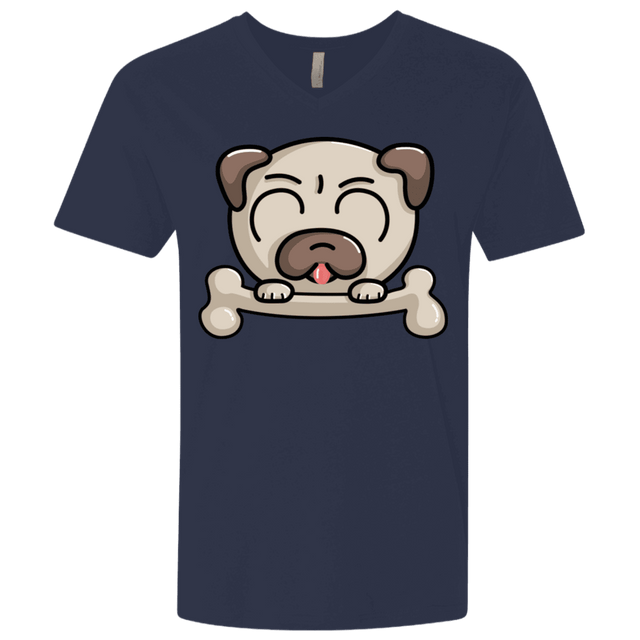 T-Shirts Midnight Navy / X-Small Cute Pug and Bone Men's Premium V-Neck