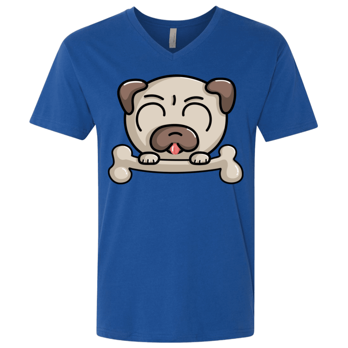 T-Shirts Royal / X-Small Cute Pug and Bone Men's Premium V-Neck