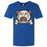 T-Shirts Royal / X-Small Cute Pug and Bone Men's Premium V-Neck