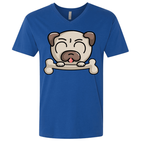 T-Shirts Royal / X-Small Cute Pug and Bone Men's Premium V-Neck