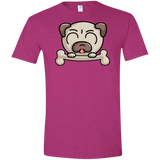 T-Shirts Antique Heliconia / S Cute Pug and Bone Men's Semi-Fitted Softstyle