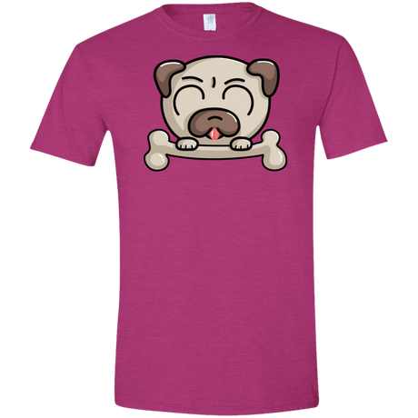 T-Shirts Antique Heliconia / S Cute Pug and Bone Men's Semi-Fitted Softstyle