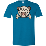 T-Shirts Antique Sapphire / S Cute Pug and Bone Men's Semi-Fitted Softstyle