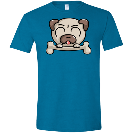 T-Shirts Antique Sapphire / S Cute Pug and Bone Men's Semi-Fitted Softstyle